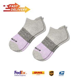 2 PACK BOMBAS Women's Ankle Socks (Wisteria/Grey, Medium)